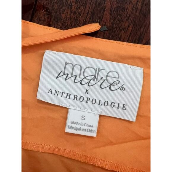 Anthropology orange fairy core boho flowy tank top with ruffles and bows - Picture 7 of 9